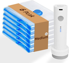 Travel Vacuum Bags with Rechargeable Pump6 Pack White