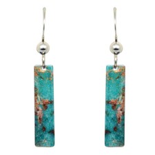 Turquoise Stone Earrings, 2" rectangle dangle, made in U.S.A. by d'ears