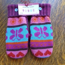 Sweater Mittens Handmade Acrylic, Lined With New Fleece. Ladies L CUTE 