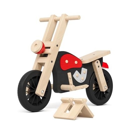 Wooden Balance Bike for Kids with Wood Bike Stand, Develops Motor Skills & 