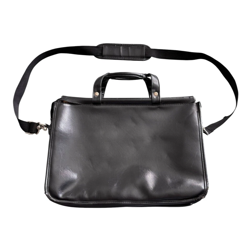 Solo Black Faux Leather Expandable Laptop Briefcase Messenger Bag 17” - Image 2 of 4