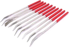 10Pcs 4x160mm Diamond Coated Mini Rifler Needle File Set, Metal Jewelers Red 