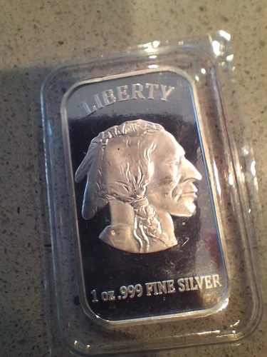 Liberty Indian Head Walking Buffalo 1oz .999 Fine Silver Bar -  1 Oz Silver