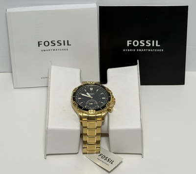 FOSSIL Garrett Men's Hybrid Smartwatch Gold-Tone Stainless-Steel FTW1312 NEW