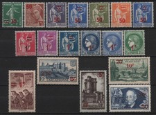FRANCE 1941 : N° 476 à 493  18 VALEURS EN SURCHARGE ROUGE - NEUF** ( COTE 97€)