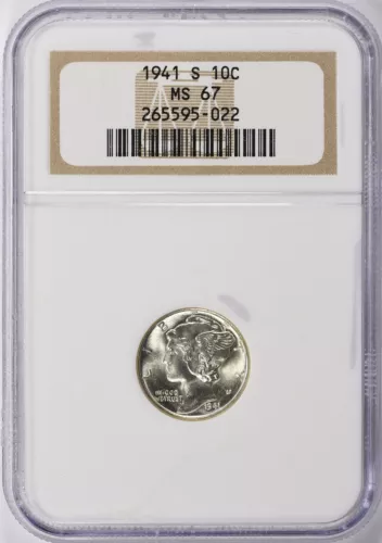 1941-S MERCURY DIME NGC MS67
