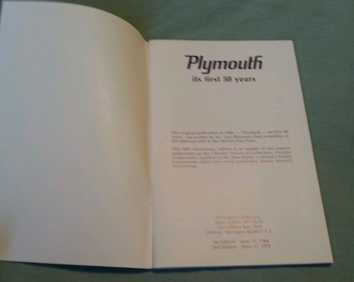 "Plymouth, It's First Fifty Years" Chrysler Corp USA Vintage Detroit Historical - Picture 2 of 8