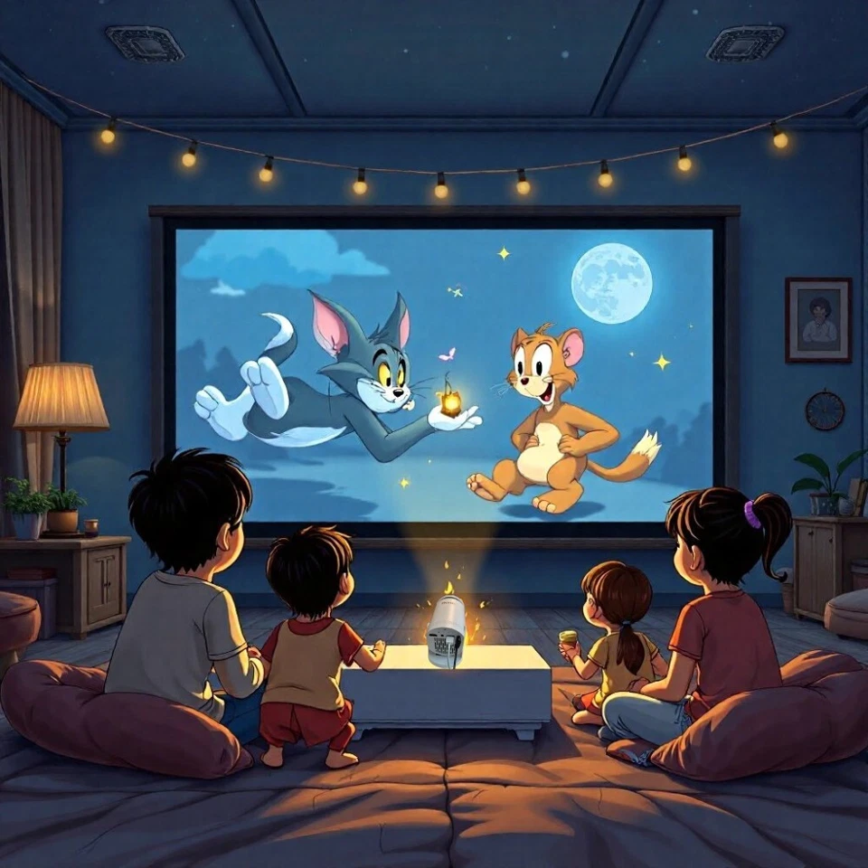 Mini 180º 1080p Smart Beam Mini Projector - Wired USB Home Office Entertainment - Image 4 of 4