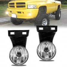 Clear Lens Fog Lights Bumper Lamps For 1994-2002 Dodge Ram 1500 2500 3500