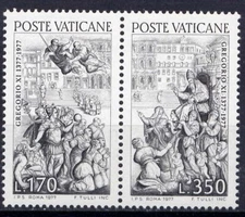 VATICAN Sc#613-4 1977 Return of Pope Gregory XI from Avignon 500th Anniv. MNH