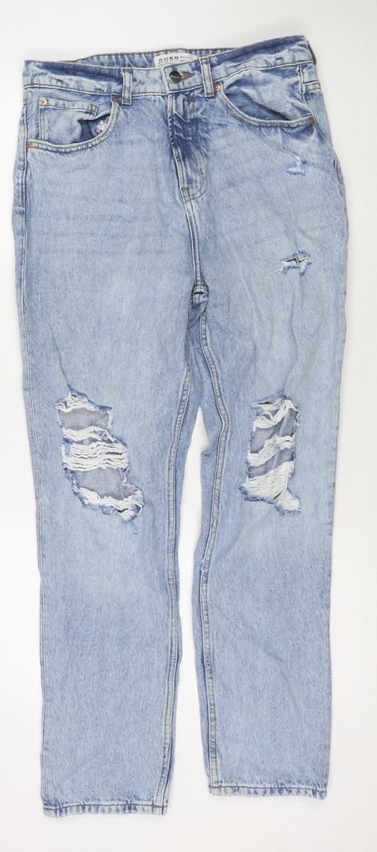 Denim Womens Blue Cotton Straight Jeans Size 14 L30 in