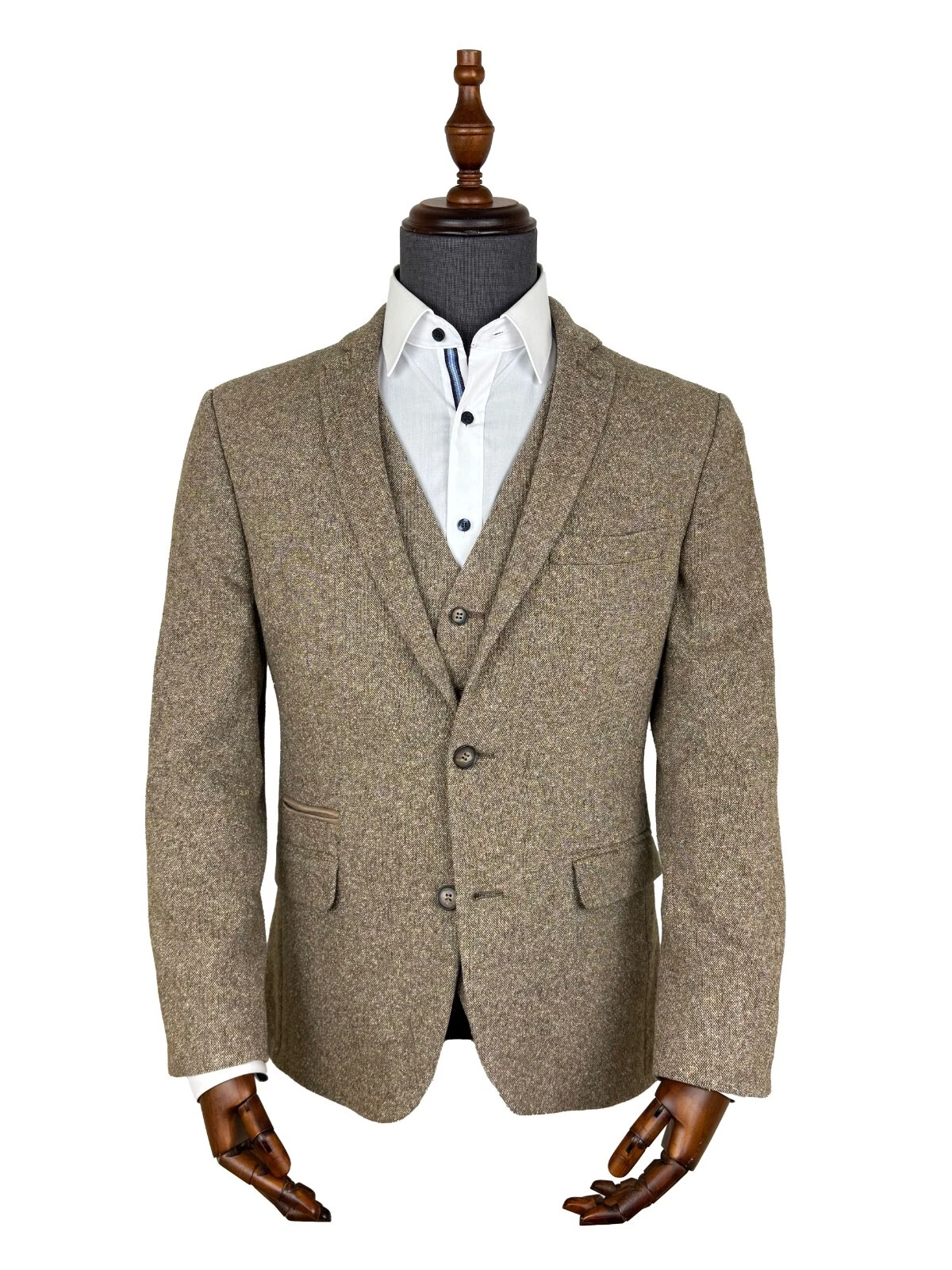 Tweed Jacket Mens Beige Donegal Country Farm Barn Wedding Peaky Blinders Jacket