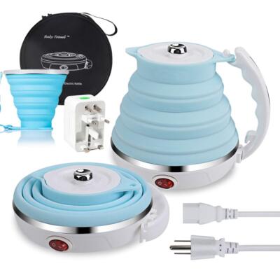 Upgrade Travel Kettle, Food Grade Silicone Dual Voltage 110-220V Ultrathin Po...