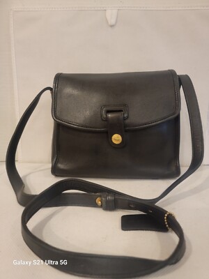 VINTAGE COACH MULBERRY 9899 BLACK LEATHER CROSSBODY HANDBAG