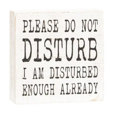New Funny Office Sign PLEASE DO NOT DISTURB BLOCK Wood Box 6"x6"