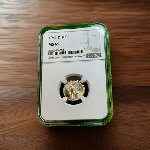 1941 D Mercury Silver Dime 10C NGC MS 65
