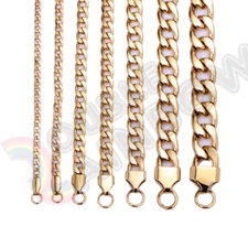 Men Women's Stainless Steel Necklace Gold Plated Cuban 3-12mm Chain 18-36"