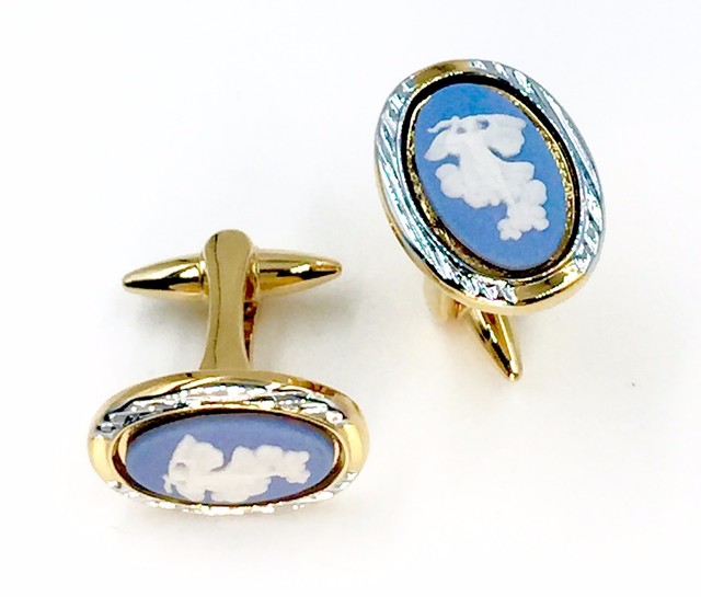 Wedgwood Jewelry Stamped, Authentic Wedgwood Cufflinks w/Jasperware