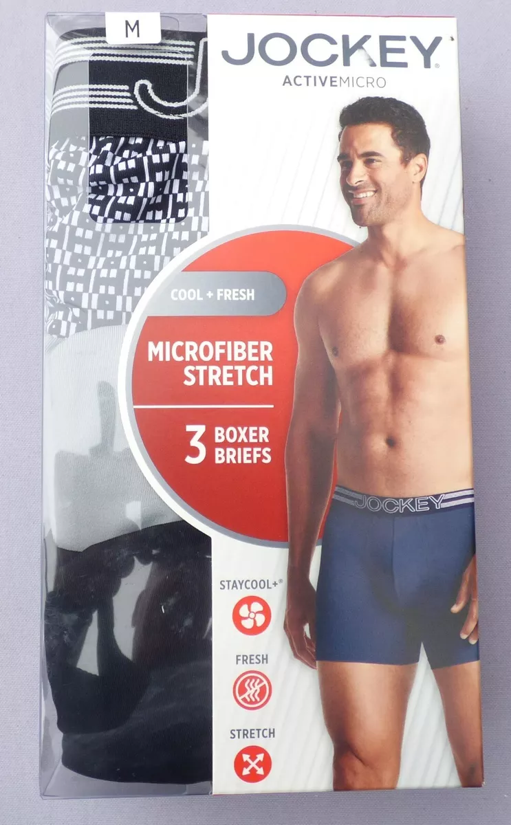 Jockey ActiveMicro Microfiber Stretch Boxer Briefs 3 Pack Medium