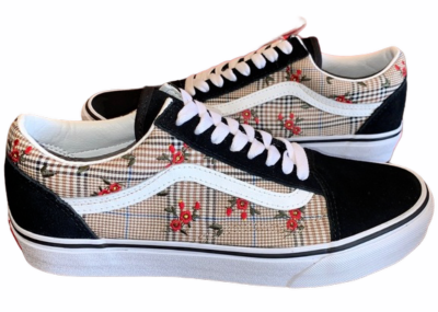 vans glen plaid floral classic slip on womens shoes