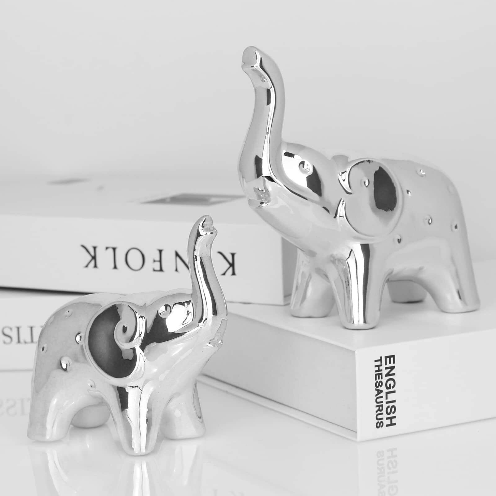 A Pair Elephant Statue Home Decor,Modern Style Figurines,Sculpture for Offic...