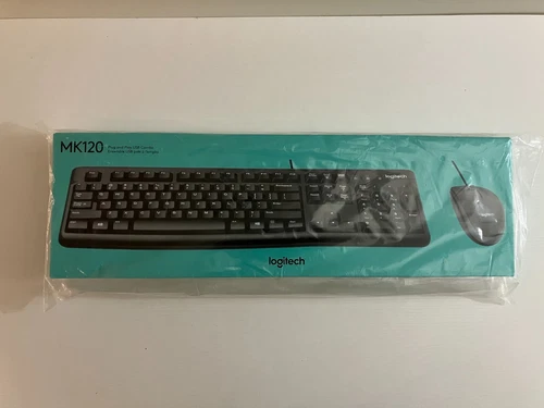 Logitech MK120 Wired Keyboard and Mouse Combo Optical Wired Mouse - Black
