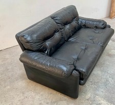 Coppia di divani a 2 posti in pelle nera Coronado B&B design Afra e Tobia Scarpa