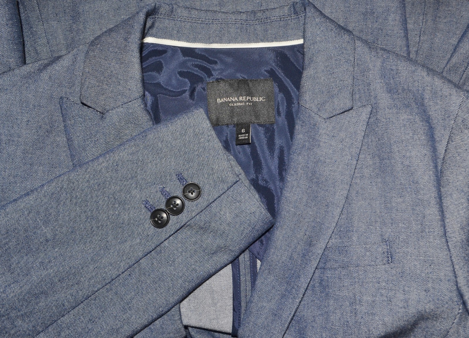 NEW BANANA REPUBLIC Women's Blue Stretch Denim Suit Jacket~Blazer Sz. 6