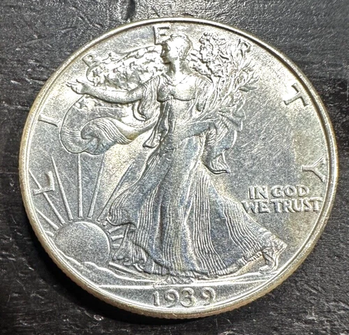 1939-D 50C Walking Liberty Half Dollar - AU - 90% Silver