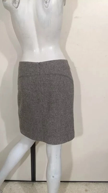 Caroll Taille 38 Superbe jupe doublée marron gris en laine vierge - Photo 2/3