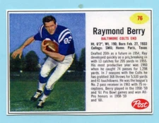 2022-1962 Style Cereal Football Card # 76 Raymond Berry -- Colts