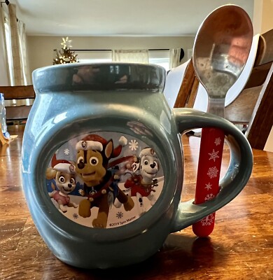Paw Patrol Hot Chocolate Mug with Spoon, Paw Patrol Christmas Mug, Hot Coco Mug