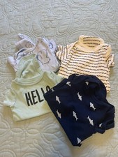 Baby Boy Lot - 3 Onesies Newborn Gerber Cotton Plus 1 Bonus Carters