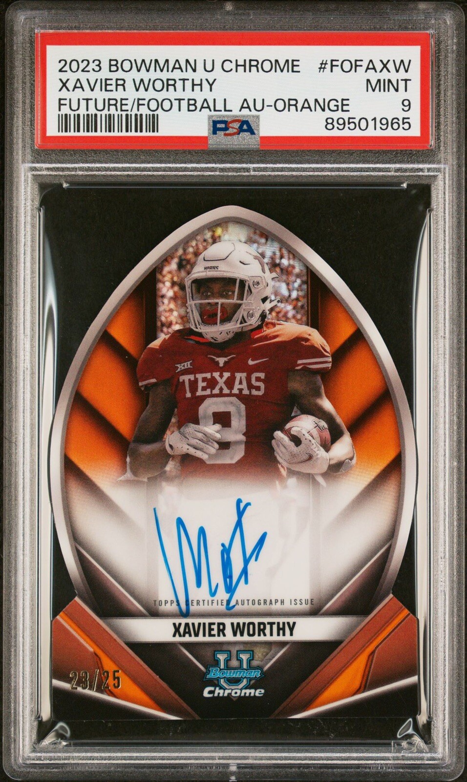 2023 Bowman U Chrome Xavier Worthy Future Of Football Auto Orange /25