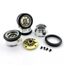 3RACING BLACK / CHROME / RAINDOW WHEEL SET 4pcs For D5 Lite & D5 MR Drift Car