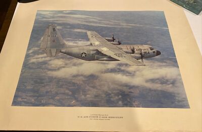 Vtg Lockheed Georgia US Air Force C-130E Hercules Poster 20x26  Airlifter Print