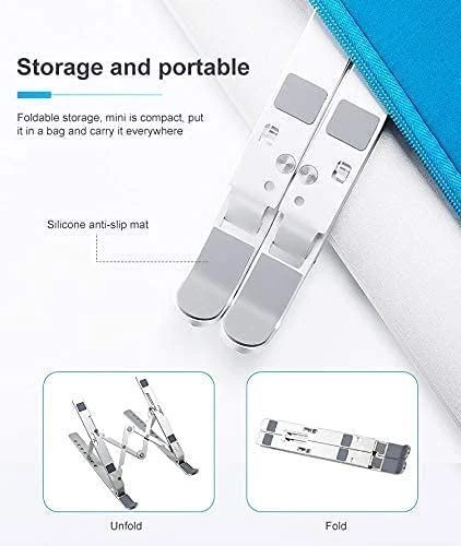 Foldable Adjustable Laptop Stand Sturdy Portable Height-Adjustable Notebook Riser