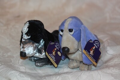 (2) Applause Hush Puppies Basset Hound Dog Plush Limited Edition Bean Bag Toy
