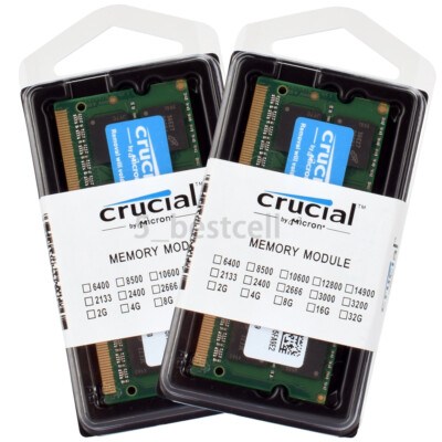 Crucial 16 GB 2x8GB DDR3 1333 MHz 2RX8 PC3-10600S SO-DIMM Laptop Memory For HP