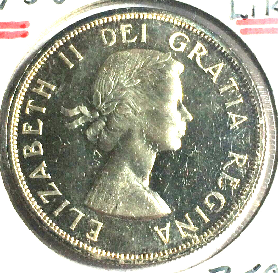 1958 CANADA $1 DOLLAR SILVER .800 COIN PROOF LIKE - QUEEN ELIZABETH II (003)