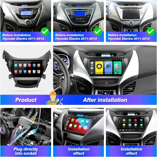 Para Hyundai Elantra 2011-2013 Apple Carplay Android 12 Coche Radio Estéreo GPS Navegación - Imagen 5 de 17