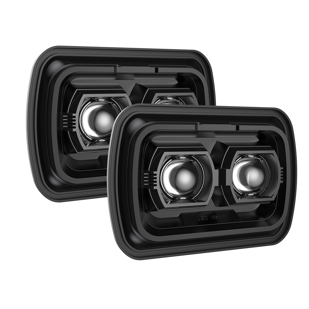 4PCS Fit Chevy C4500 C5500 Topkick 2003-2009 4x6 inch LED Headlights Hi/Lo Beam