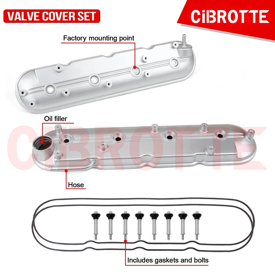 LH & RH Valve Cover Set w/ Gasket for 09-13 GMC Sierra Yukon XL Savana Cadillac - Image 4 of 4