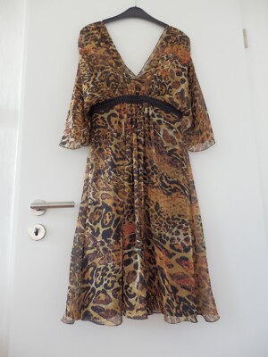 Barbara Schwarzer Kleid Seidenkleid Leopard Traumkleid Designer Seide Gr. 36