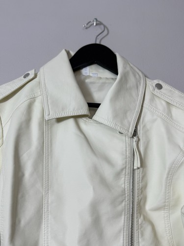 David's Bridal “Happily Ever After” Vegan Moto Jacket Sz M Wedding White - Picture 9 of 21