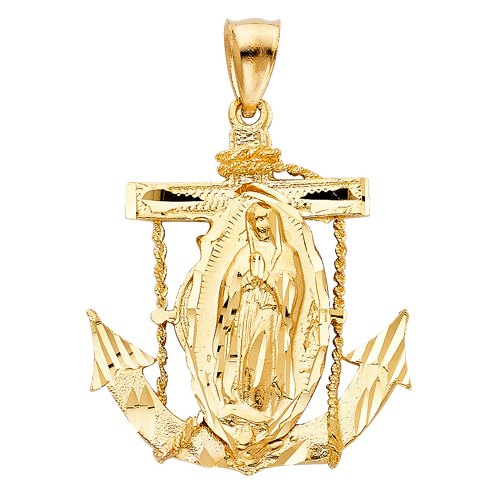 14K Yellow Gold Religious Our Lady of Guadalupe Charm Pendant For ...