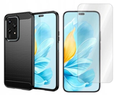 Für Honor 200 Lite - Handy Tasche CARBON Hülle Etui Case + Displayschutzglas 9H