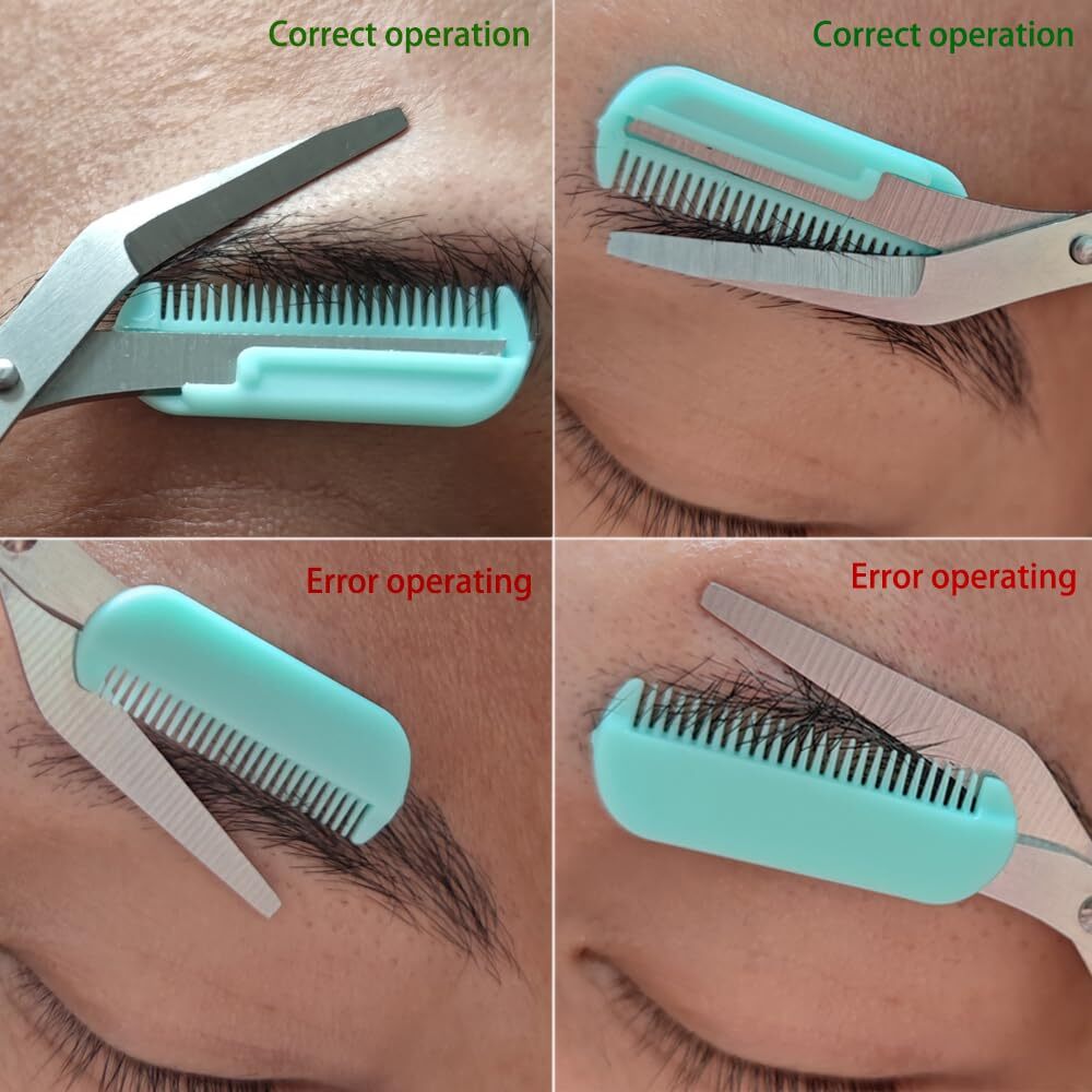 2Pcs Eyebrow Trimmer Scissors Men Women Eyebrow Clippers Comb Head Detachable...