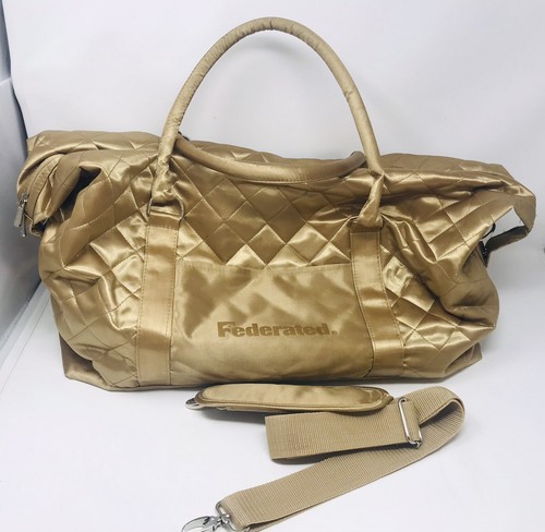 Travelwell Gold Quilted Travel Duffle Bag Detachable Shoulder Strap 18.5”x9”x14”