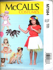 McCalls Costumes M7584 Girls 3 to 8 and Dog S to XXL Sewing Pattern New